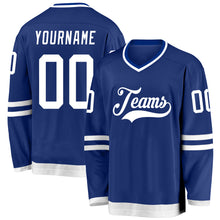 Load image into Gallery viewer, Custom Royal White Hockey Jersey