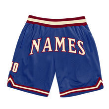 Load image into Gallery viewer, Custom Royal Cream-Maroon Authentic Throwback Basketball Shorts