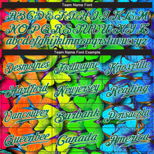 Load image into Gallery viewer, Custom Royal Kelly Green-White 3D Pattern Design Multicolored Butterflies Authentic Baseball Jersey