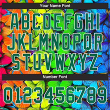 Load image into Gallery viewer, Custom Royal Kelly Green-White 3D Pattern Design Multicolored Butterflies Authentic Baseball Jersey