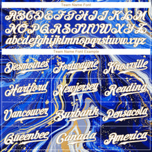 Load image into Gallery viewer, Custom Royal White-Old Gold 3D Pattern Design Marble Authentic Baseball Jersey