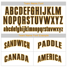 Load image into Gallery viewer, Custom White Brown Pinstripe Brown-Gold Baseball Jersey