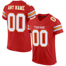 Load image into Gallery viewer, Custom Scarlet White-Gold Mesh Authentic Football Jersey