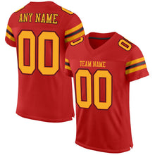 Load image into Gallery viewer, Custom Scarlet Gold-Black Mesh Authentic Football Jersey