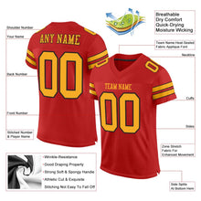 Load image into Gallery viewer, Custom Scarlet Gold-Black Mesh Authentic Football Jersey