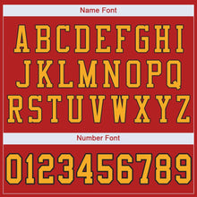 Load image into Gallery viewer, Custom Scarlet Gold-Black Mesh Authentic Football Jersey