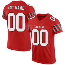 Load image into Gallery viewer, Custom Scarlet White-Black Mesh Authentic Football Jersey