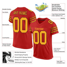 Load image into Gallery viewer, Custom Scarlet Gold-Black Mesh Authentic Football Jersey
