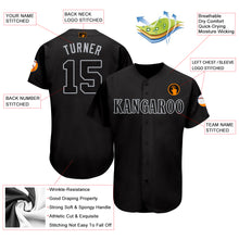 Load image into Gallery viewer, Custom Black Gray Baseball Jersey