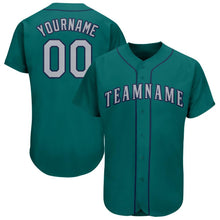 Load image into Gallery viewer, Custom Teal Gray-Navy Baseball Jersey