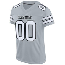 Load image into Gallery viewer, Custom Silver White-Black Mesh Authentic Football Jersey