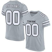 Load image into Gallery viewer, Custom Silver White-Black Mesh Authentic Football Jersey
