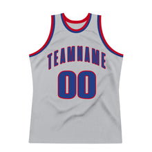 Load image into Gallery viewer, Custom Gray Royal-Red Authentic Throwback Basketball Jersey
