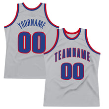 Load image into Gallery viewer, Custom Gray Royal-Red Authentic Throwback Basketball Jersey