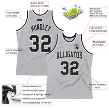Load image into Gallery viewer, Custom Gray Black-White Authentic Throwback Basketball Jersey