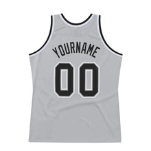 Load image into Gallery viewer, Custom Gray Black-White Authentic Throwback Basketball Jersey