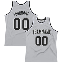 Load image into Gallery viewer, Custom Gray Black-White Authentic Throwback Basketball Jersey