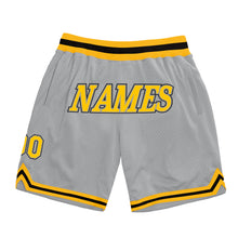 Load image into Gallery viewer, Custom Gray Gold-Black Authentic Throwback Basketball Shorts