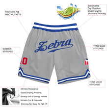 Load image into Gallery viewer, Custom Gray Royal-Red Authentic Throwback Basketball Shorts