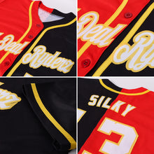 Load image into Gallery viewer, Custom Black White-Red Authentic Split Fashion Baseball Jersey