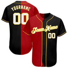 Load image into Gallery viewer, Custom Black White-Red Authentic Split Fashion Baseball Jersey