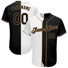 Load image into Gallery viewer, Custom White-Black Old Gold Authentic Split Fashion Baseball Jersey