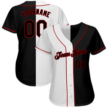 Load image into Gallery viewer, Custom White-Black Red Authentic Split Fashion Baseball Jersey