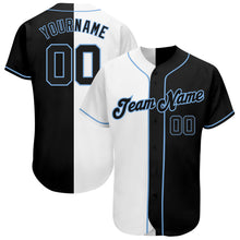 Load image into Gallery viewer, Custom White-Black Light Blue Authentic Split Fashion Baseball Jersey