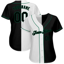 Load image into Gallery viewer, Custom White-Black Kelly Green Authentic Split Fashion Baseball Jersey