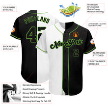 Load image into Gallery viewer, Custom White-Black Neon Green Authentic Split Fashion Baseball Jersey