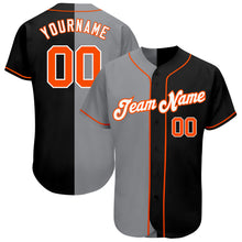 Load image into Gallery viewer, Custom Black Orange-Gray Authentic Split Fashion Baseball Jersey
