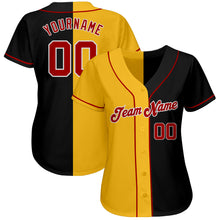Load image into Gallery viewer, Custom Black Red-Yellow Authentic Split Fashion Baseball Jersey