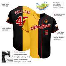 Load image into Gallery viewer, Custom Black Red-Yellow Authentic Split Fashion Baseball Jersey