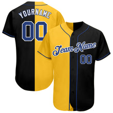 Load image into Gallery viewer, Custom Black Royal-Yellow Authentic Split Fashion Baseball Jersey
