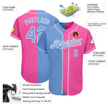 Load image into Gallery viewer, Custom Pink Light Blue-White Authentic Split Fashion Baseball Jersey