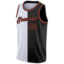 Load image into Gallery viewer, Custom White Black-Orange Authentic Split Fashion Basketball Jersey