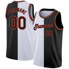 Load image into Gallery viewer, Custom White Black-Orange Authentic Split Fashion Basketball Jersey