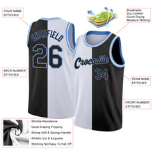 Load image into Gallery viewer, Custom White Black-Light Blue Authentic Split Fashion Basketball Jersey