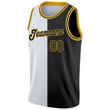 Load image into Gallery viewer, Custom White Black-Gold Authentic Split Fashion Basketball Jersey