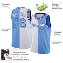 Load image into Gallery viewer, Custom White Light Blue-Royal Authentic Split Fashion Basketball Jersey