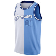 Load image into Gallery viewer, Custom White Light Blue-Royal Authentic Split Fashion Basketball Jersey