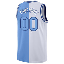Load image into Gallery viewer, Custom White Light Blue-Royal Authentic Split Fashion Basketball Jersey