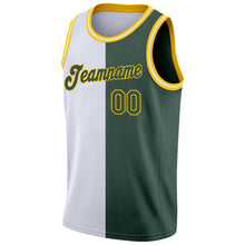 Load image into Gallery viewer, Custom White Hunter Green-Gold Authentic Split Fashion Basketball Jersey