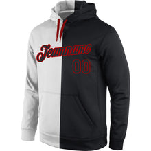 Load image into Gallery viewer, Custom Stitched White Black-Red Split Fashion Sports Pullover Sweatshirt Hoodie