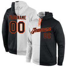 Load image into Gallery viewer, Custom Stitched White Black-Orange Split Fashion Sports Pullover Sweatshirt Hoodie