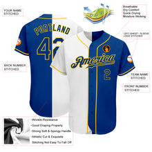 Load image into Gallery viewer, Custom White Royal-Gold Authentic Split Fashion Baseball Jersey