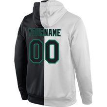 Load image into Gallery viewer, Custom Stitched White Black-Kelly Green Split Fashion Sports Pullover Sweatshirt Hoodie