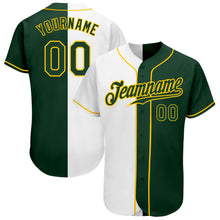 Load image into Gallery viewer, Custom White Green-Gold Authentic Split Fashion Baseball Jersey
