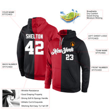Load image into Gallery viewer, Custom Stitched Red White-Black Split Fashion Sports Pullover Sweatshirt Hoodie