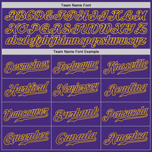 Load image into Gallery viewer, Custom White Purple-Gold Authentic Split Fashion Baseball Jersey